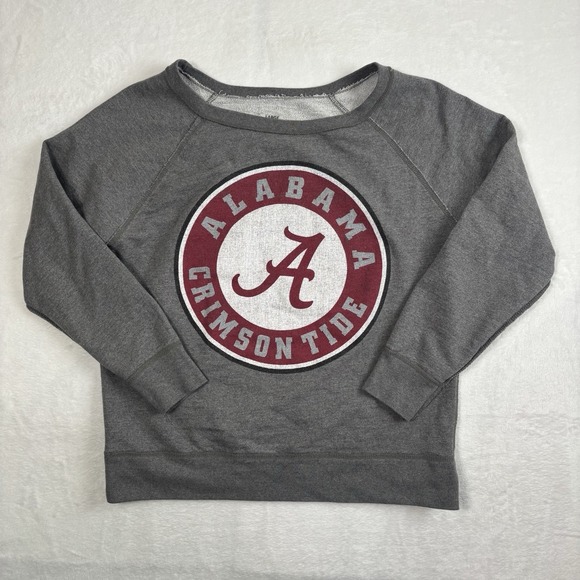 Pressbox Tops - Pressbox Alabama Tigers Grey Long Sleeve Fleece Boat Sweatshirt Women's Large
